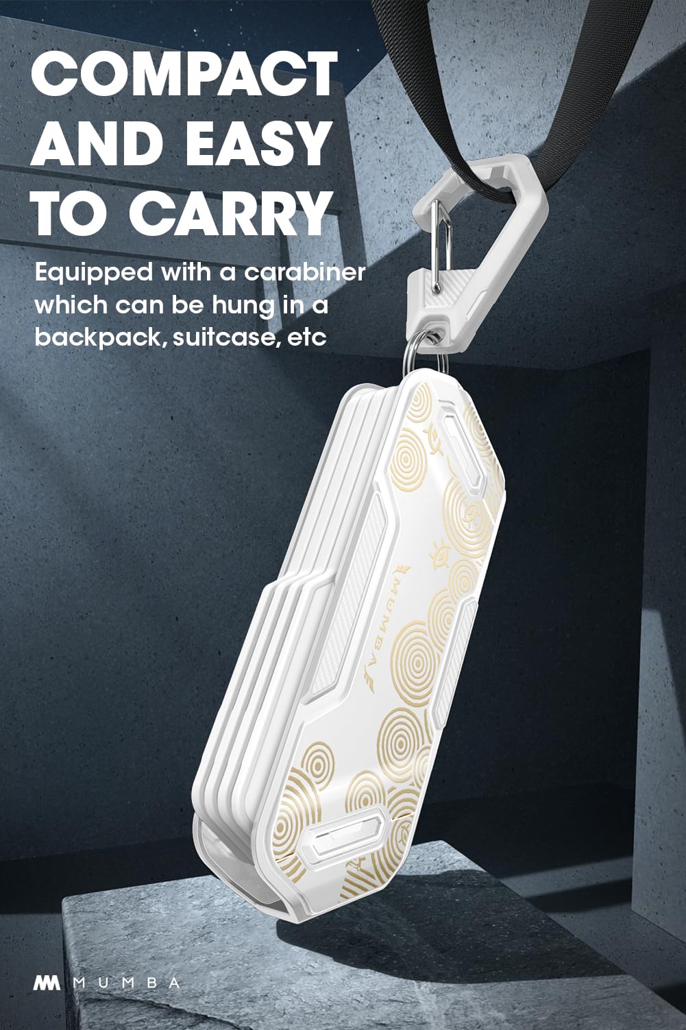 Mumba Switch Game Card Case - Portable 4-Layer Holder, 4.7" Size, White/Gold for Nintendo Switch, Switch OLED, Switch Lite