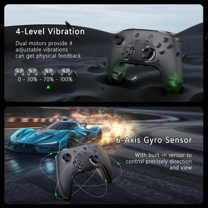 AceGamer Wireless Controller for Nintendo Switch & Windows, Hall Effect Joystick, Turbo & Vibration, Black