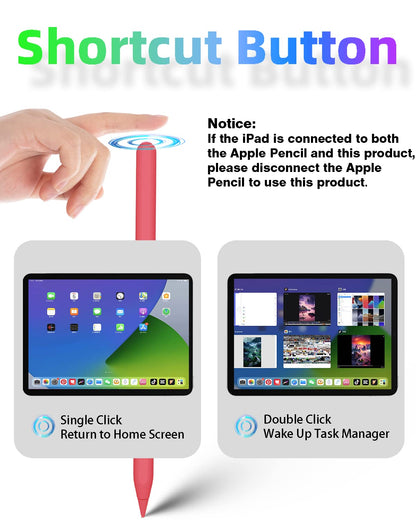 Gnanlen iPad Pencil 2nd Generation - Magnetic Wireless Charging, Compatible with iPad Pro/Air/Mini, Red, Model Pencil-01