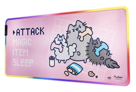Grupo Erik Pusheen XXL Gaming Mouse Pad - RGB LED, Non-Slip Rubber Base, 900x400x4 mm, Red, Model MGGEL001