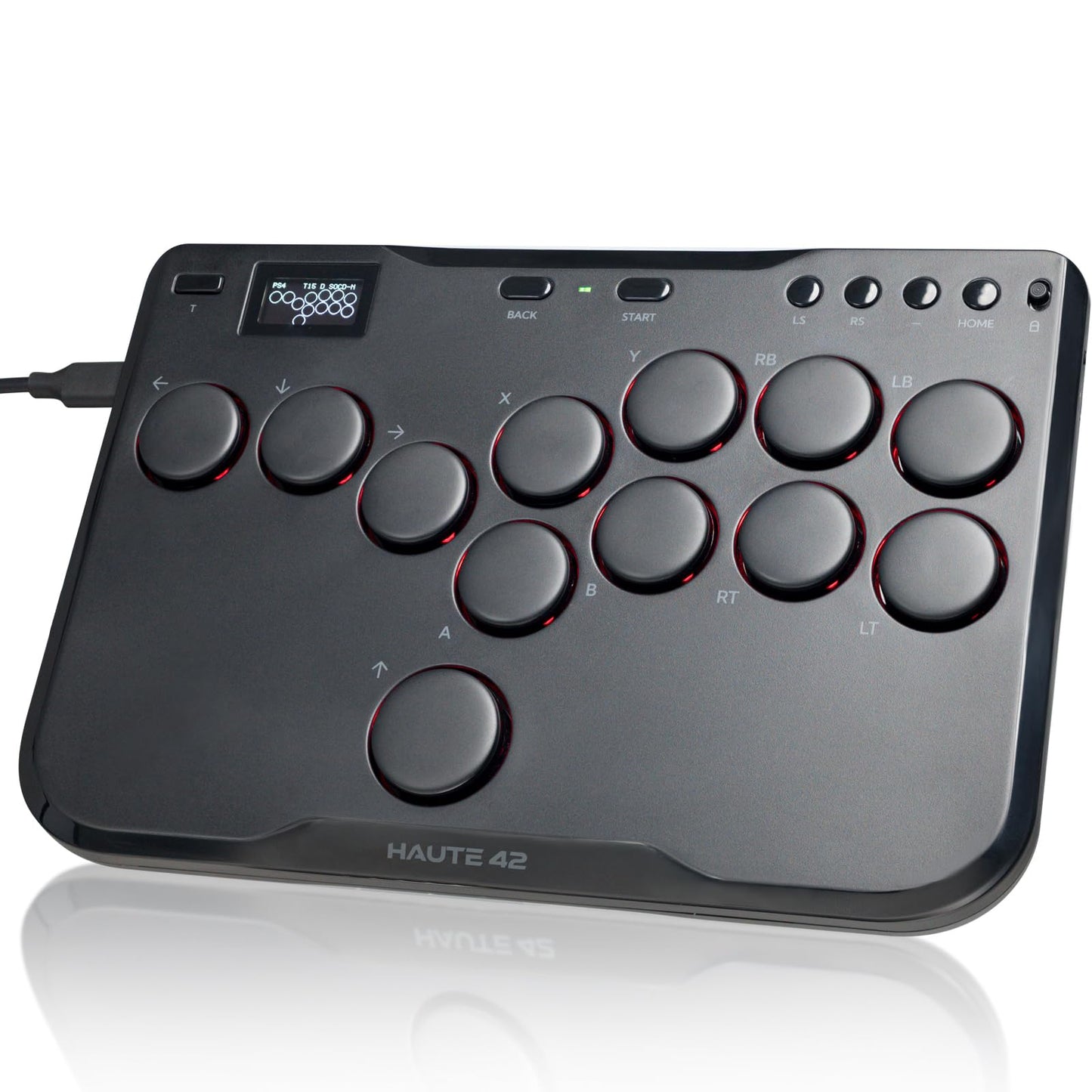 JZW-Shop Haute42 Arcade Stick P12 - All-Button Fight Controller for Switch, PC, PS4, PS3, Steam Deck, Turbo & RGB, Supports Hot-Swap