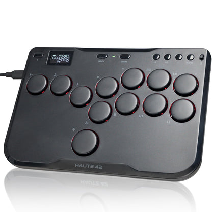 JZW-Shop Haute42 Arcade Stick P12 - All-Button Fight Controller for Switch, PC, PS4, PS3, Steam Deck, Turbo & RGB, Supports Hot-Swap