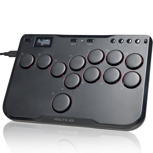JZW-Shop Haute42 Arcade Stick P12 - All-Button Fight Controller for Switch, PC, PS4, PS3, Steam Deck, Turbo & RGB, Supports Hot-Swap