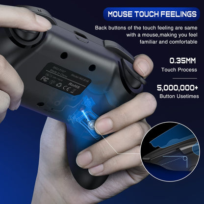ELISWEEN Wireless Switch Controller for Nintendo Switch - Black, with Mouse Touch Feeling, Programmable, Turbo, Wake-up Function