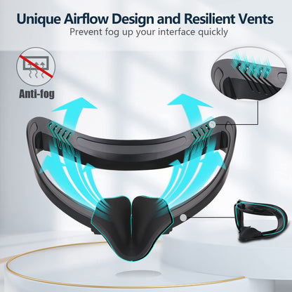 Hanpusen VR Face Pad for Oculus Quest 2 - 6-in-1 Set, Black, Includes Facial Cushion, Sweat-Proof Foam, Lens Cover, Nose Pad, and Caps