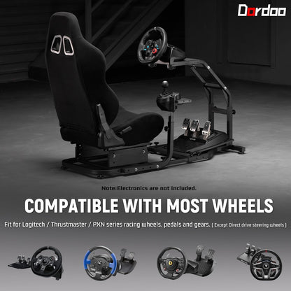 Dardoo G29 Racing Simulator Cockpit - Adjustable Race Seat, Fits Logitech G920/G923, Thrustmaster T150/T300RS, 48.5x24.7x41 in