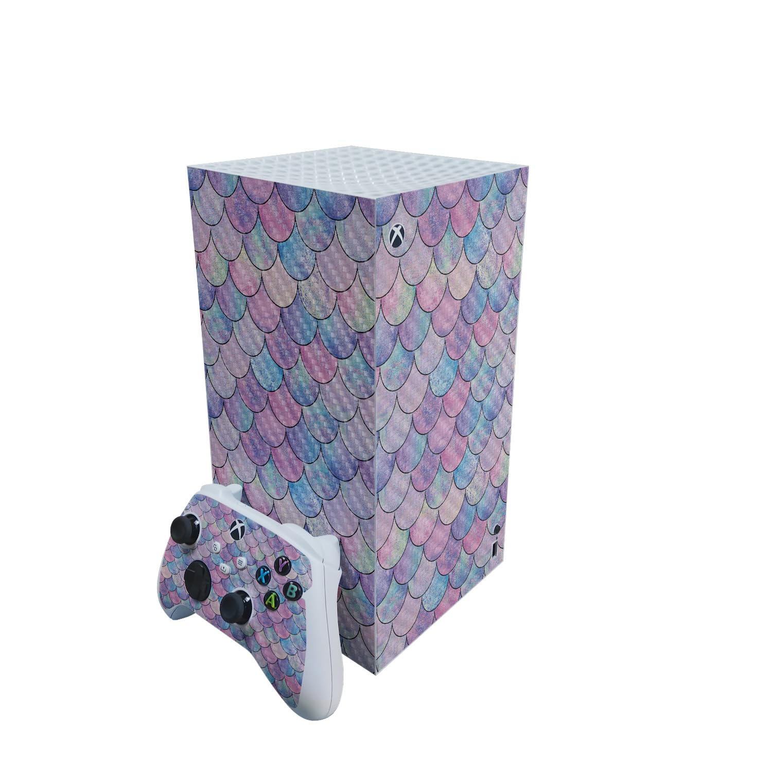 Carbon Fiber Gaming Skin Compatible with Microsoft Xbox Series X Digital Edition Bundle - Mermaid Scales - Premium 3M Vinyl Protective Wrap Decal Cover | Crafted in The USA by MightySkins