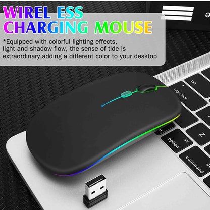 UrbanX Bluetooth Rechargeable Mouse - Wireless RGB LED Onyx Black for Laptop/PC/Mac/iPad Pro - Model UXM030