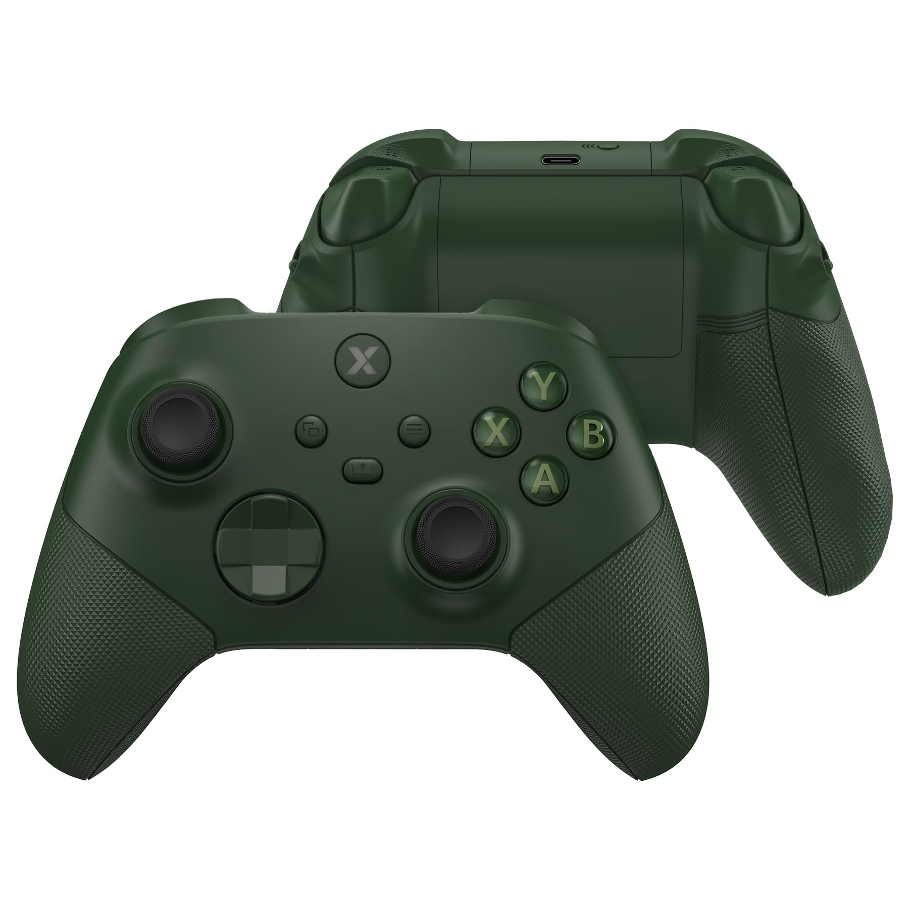eXtremeRate ASR Version Redesigned Full Set Shell Buttons for Xbox Core Controller  Ergonomic Trigger Stop Rubberized Grip Faceplate Backplate for Xbox Series X & S Controller - Deep Pine Green
