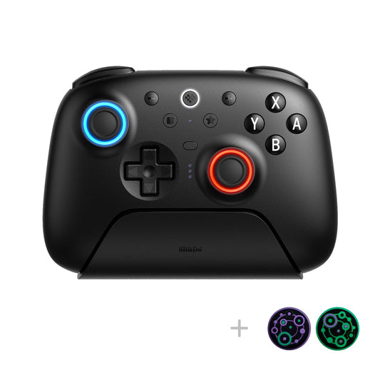 8Bitdo Ultimate 2 Bluetooth Controller with TMR Joysticks  Switchable Hall Effect/Tactile Triggers  Vibration  Motion Control  RGB Fire Ring and Back Buttons for Switch/Switch 2 & Windows PC - Black