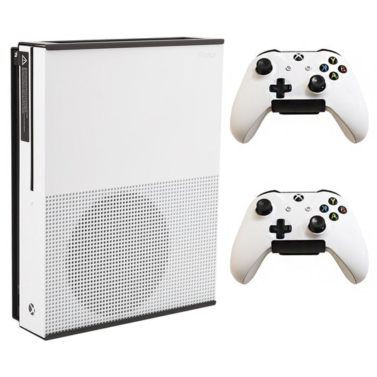 HIDEit Mounts X1S Black Bundle  Wall Mount for Xbox One S and Two Controller Wall Mounts to Safely Store Your Xbox One S and Xbox Controllers Near or Behind TV