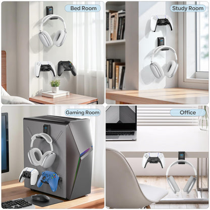 OIVO Controller & Headset Wall Mount Holder - Foldable 13 Pack Gaming Organizer, Universal Storage for Controllers & Earphones