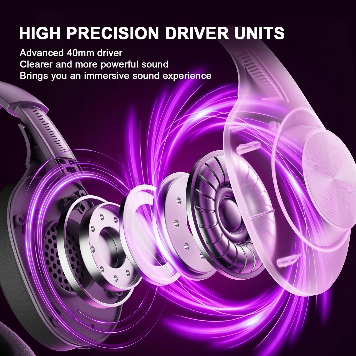 YOTMS Gaming Headset H-7, Wired 7.1 Surround Sound, Noise Cancelling Mic, Purple, Compatible with PS5/PS4/PC/Xbox Series X/S/Switch