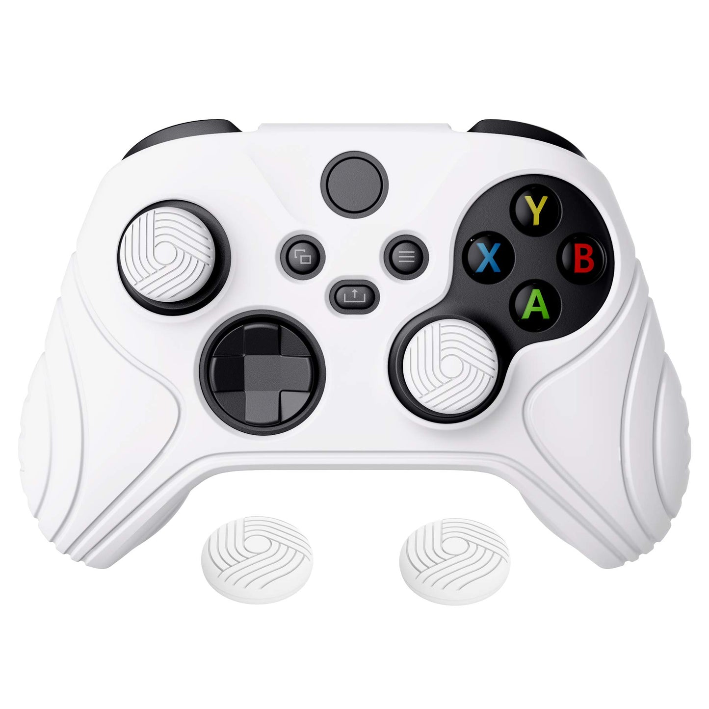 eXtremeRate PlayVital Samurai Edition White Anti-slip Controller Grip Silicone Skin for Xbox Core Wireless Controller  Ergonomic Protective Case Cover for Xbox Series S/X Controller w/Thumb Grips