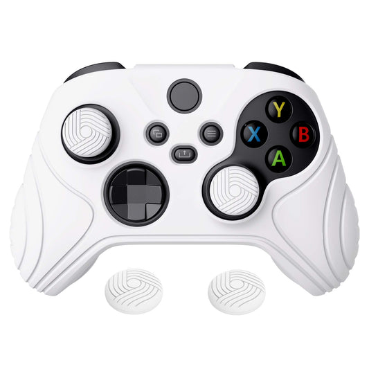 eXtremeRate PlayVital Samurai Edition White Anti-slip Controller Grip Silicone Skin for Xbox Core Wireless Controller  Ergonomic Protective Case Cover for Xbox Series S/X Controller w/Thumb Grips