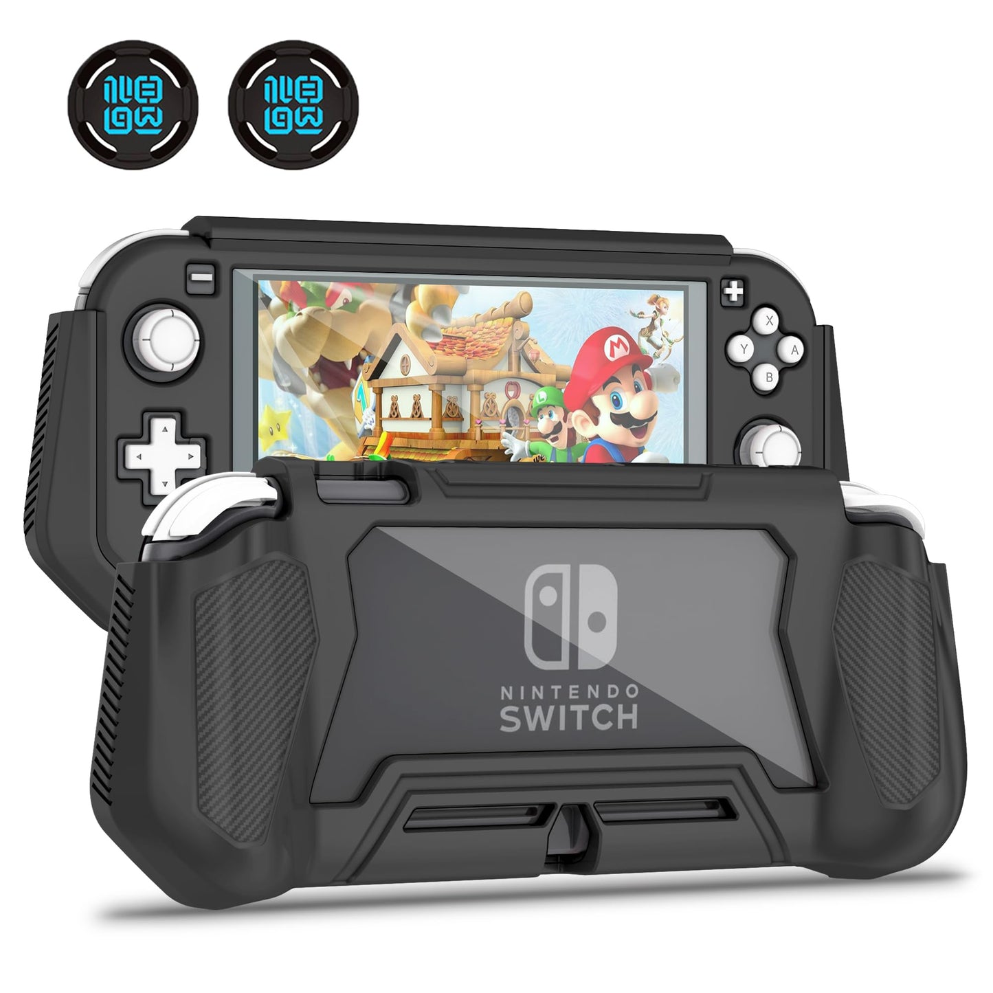 Kailfee Protective Case for Nintendo Switch Lite, Obsidian, Detachable TPU, Built-in Screen Protector, 3.6x8.2x0.55