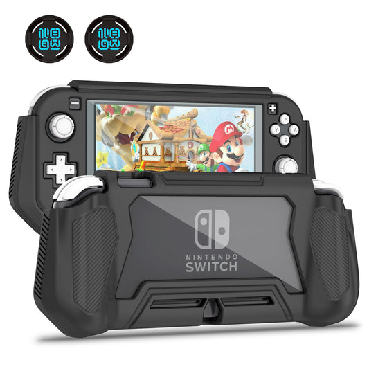 Kailfee Protective Case for Nintendo Switch Lite, Obsidian, Detachable TPU, Built-in Screen Protector, 3.6x8.2x0.55