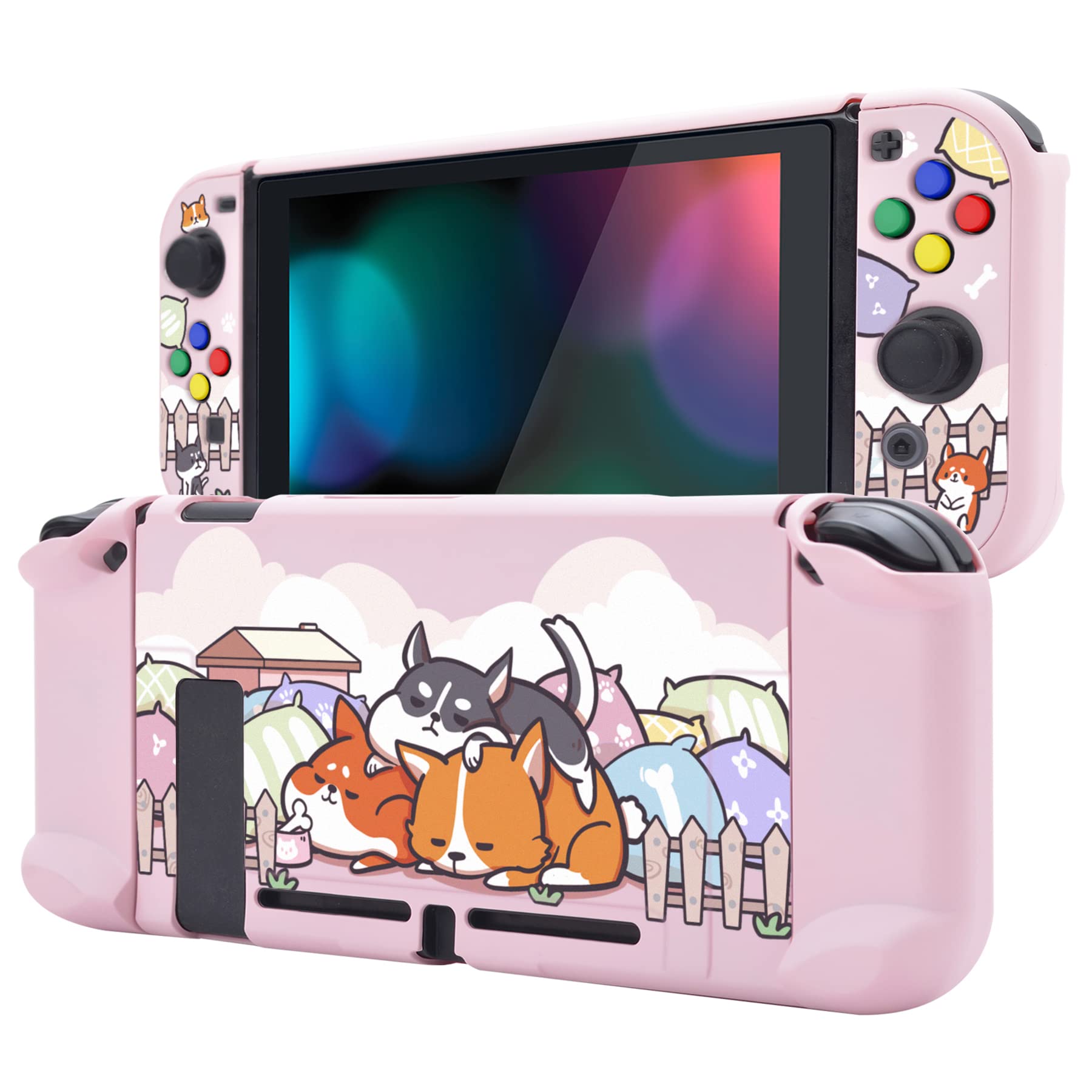 eXtremeRate PlayVital Back Cover for Nintendo Switch Console, Separable Protector Hard Shell for Joycon, Dockable Protective Cas