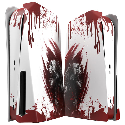 eXtremeRate eXcover Blood Zombie Top Bottom Cover Compatible with ps5 Console Disc Edition  Replacement Faceplate Backplate Shell Skin Compatible with ps5 Disc Version Console