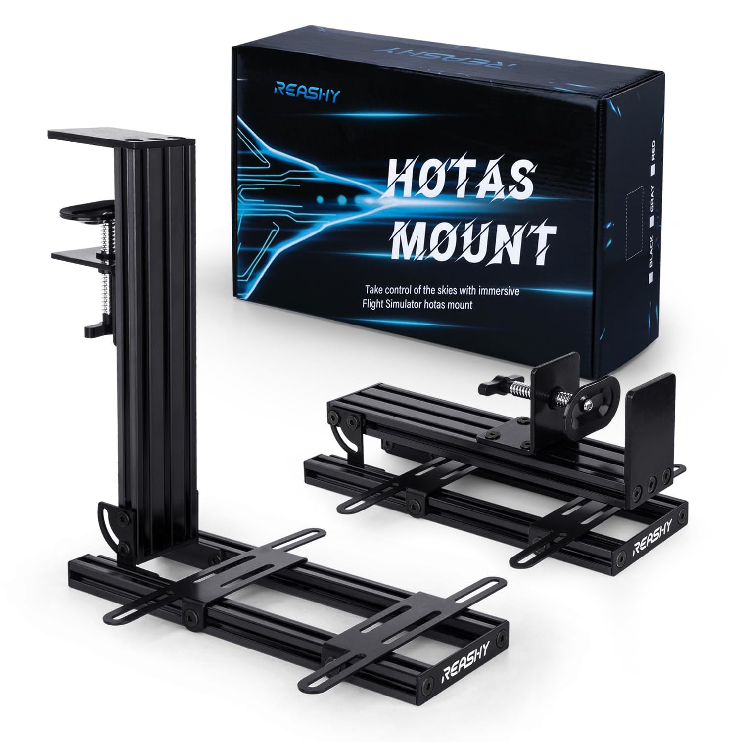 Reashy Hotas Mount  Joystick Mount  Aluminum Flight Stick Desk Mount for Logitech X56  X52  X52 Pro  Thrustmaster T.1600M  TCA  T.Flight Hotas One  4  X  Airbus  VKB Gladiator Nxt (Black)