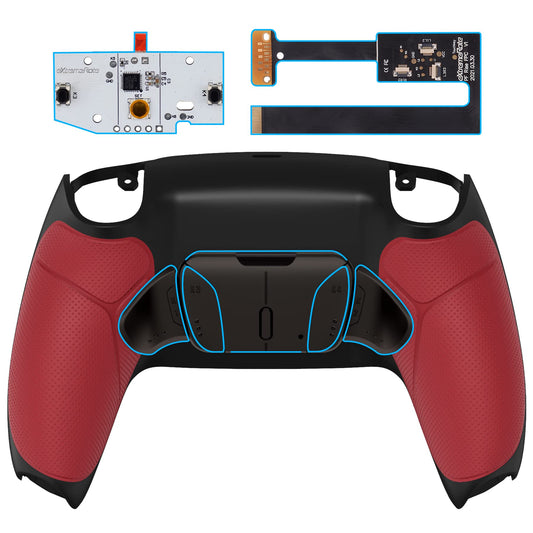 eXtremeRate Black Real Metal Buttons (RMB) Version RISE4 Remap Kit for PS5 Controller BDM-010 020 w/Red Rubberized Grip Black Redesigned Back Shell  Upgrade Board & 4 Back Buttons for PS5 Controller