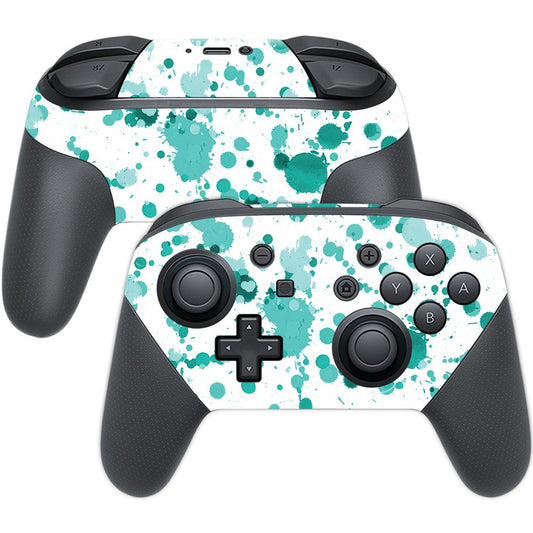 MIGHTY SKINS Nintendo Switch Pro Controller Skin - Teal Splatter, Durable Vinyl Decal, Easy Application, Made in The USA