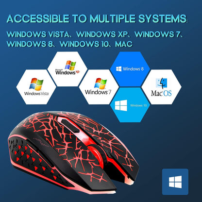 VEGCOO C12 Wireless Gaming Mouse - Silent Click, 7 Buttons, 2.4GHz, Up to 2400DPI, Red