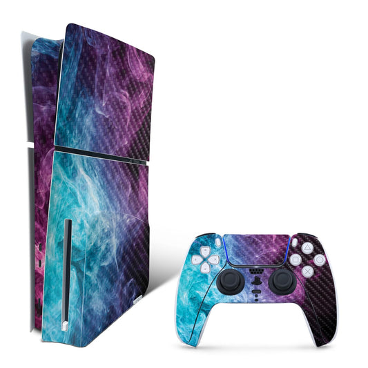 MightySkins Carbon Fiber Skin for PS5 PlayStation 5 Slim Disc Edition Bundle - Mystic Smoke Protective  Durable Textured Carbon Fiber Finish Easy to Apply Made in The USA