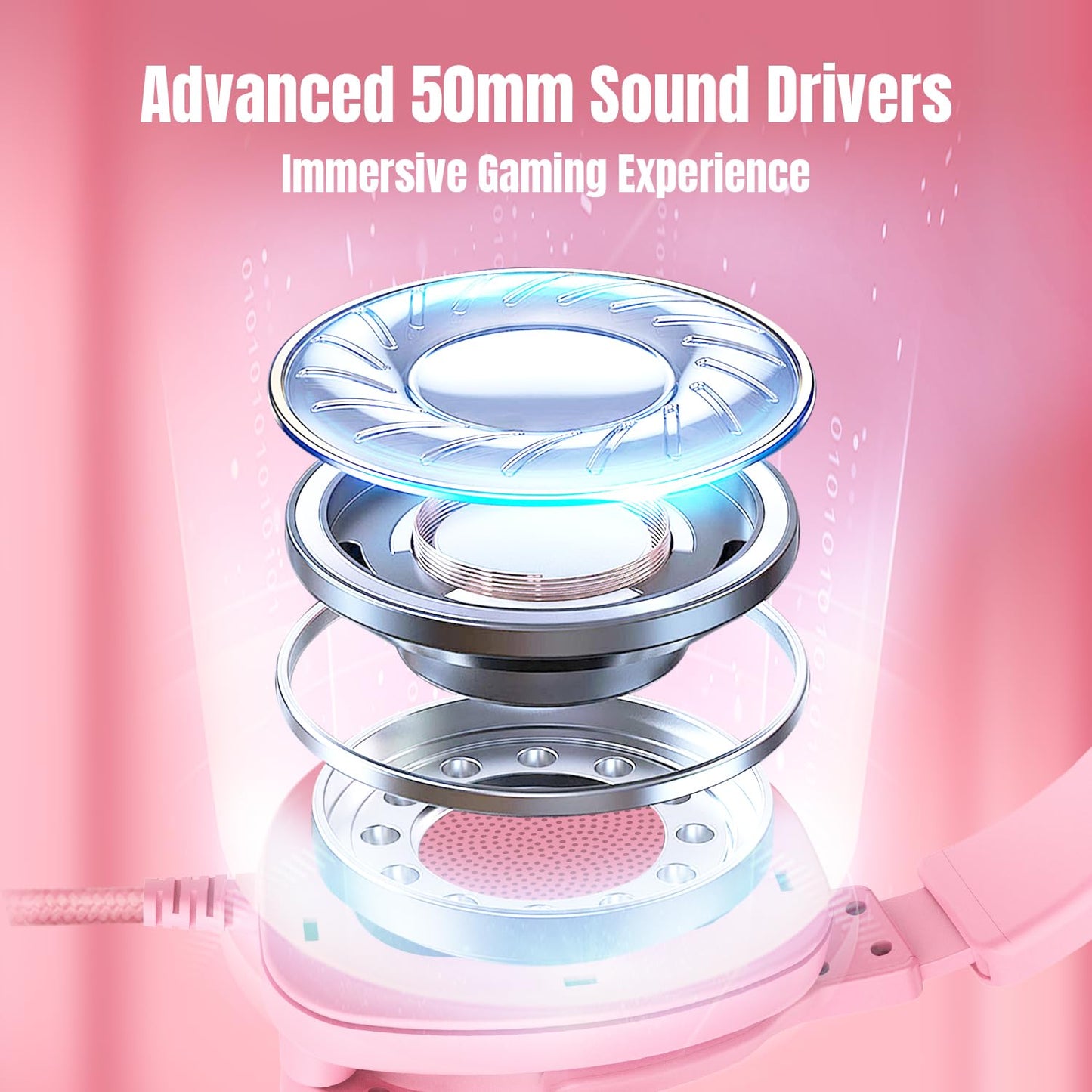 Jimonyer Gaming Headset - Stereo Surround Sound, Noise Canceling Mic, RGB Light, 3.5mm Jack, PinkCat, Model A82