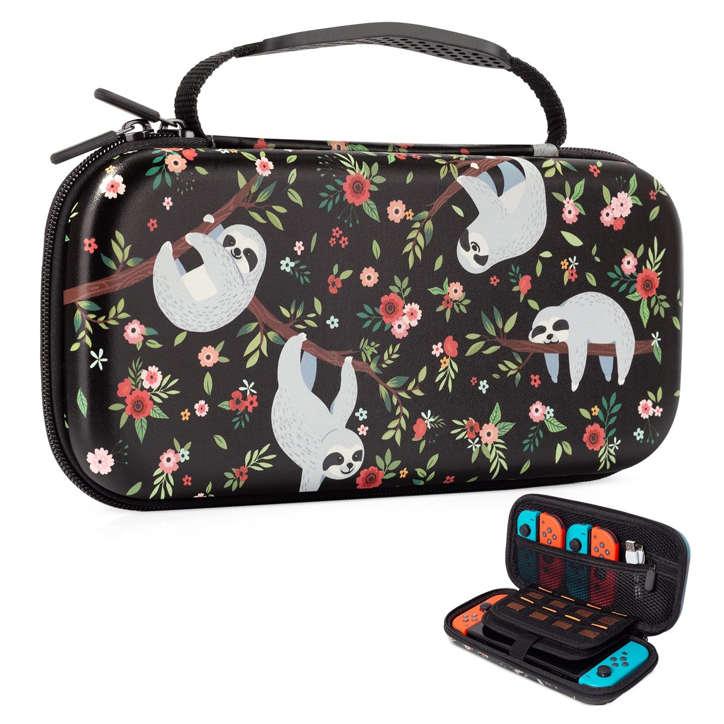 Vimorco Nintendo Switch OLED Case  Nintendo Switch Case  Carry Case for Nintendo Switch  Switch Tpartyl Case for Girls Boys with 16 Game Card sections  Hard Shell Cover for Console Games & Joy-Con  Sloth