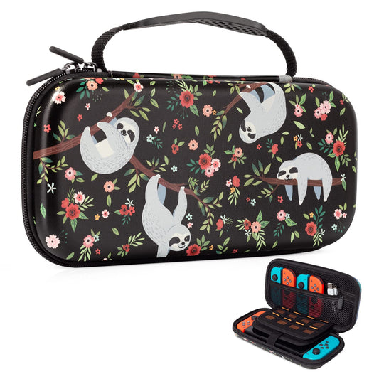 Vimorco Nintendo Switch OLED Case  Nintendo Switch Case  Carry Case for Nintendo Switch  Switch Tpartyl Case for Girls Boys with 16 Game Card sections  Hard Shell Cover for Console Games & Joy-Con  Sloth