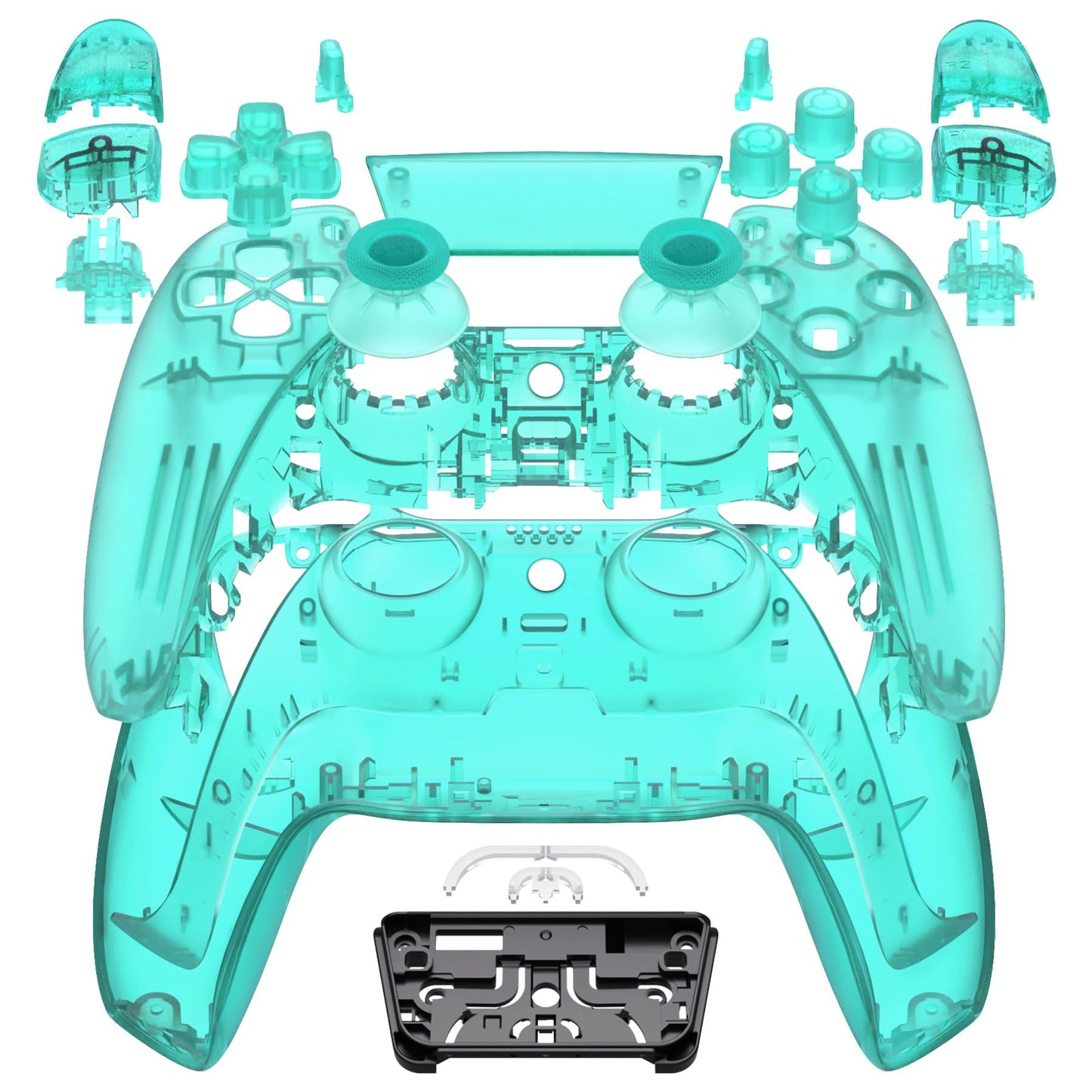eXtremeRate Full Set Shell with Buttons Touchpad Cover  Emerald Green Custom Replacement Decorative Trim Shell Front Back Plates Compatible with p s 5 Controller BDM-030 BDM-040 BDM-050