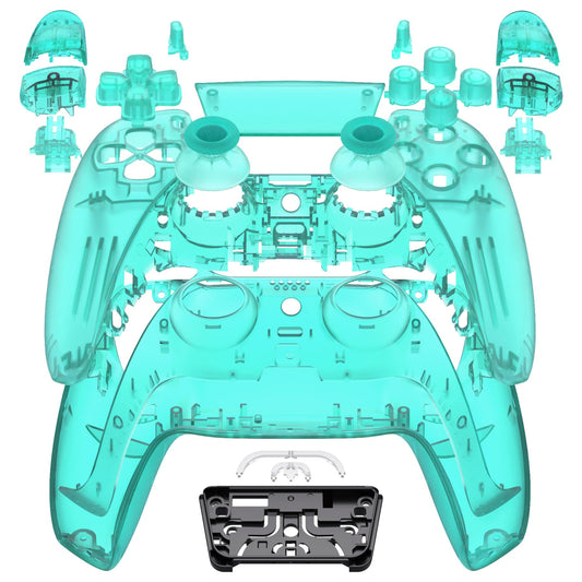 eXtremeRate Full Set Shell with Buttons Touchpad Cover  Emerald Green Custom Replacement Decorative Trim Shell Front Back Plates Compatible with p s 5 Controller BDM-030 BDM-040 BDM-050