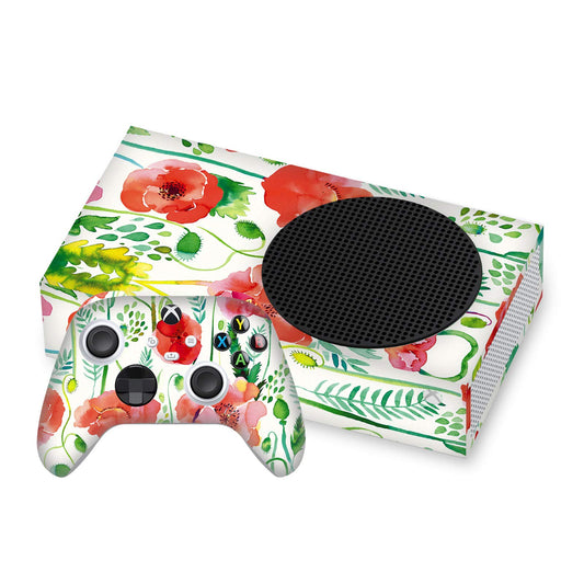 Head Case Designs Officially Licensed Ninola Red Flower Assorted Vinyl Sticker Gaming Skin Decal Cover Compatible With Xbox Series S Console and Controller Bundle