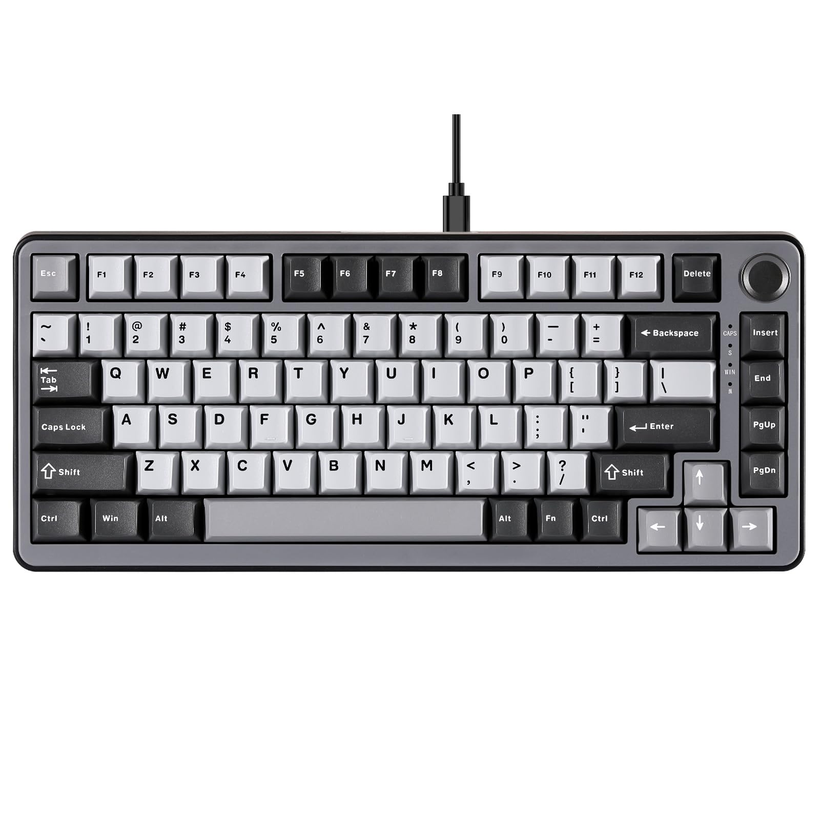 YUNZII RT75 Rapid Trigger Wired Gaming Keyboard Hall Effect Magnetic Switch Adjustable Actuation Esports 75% TKL Layout with Knob RGB Backlit  PBT Keycaps for Mac/Win (Black  Outemu Switch)