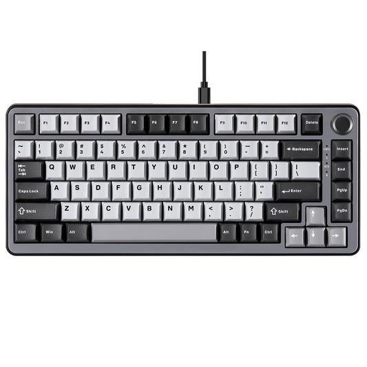 YUNZII RT75 Rapid Trigger Wired Gaming Keyboard Hall Effect Magnetic Switch Adjustable Actuation Esports 75% TKL Layout with Knob RGB Backlit  PBT Keycaps for Mac/Win (Black  Outemu Switch)