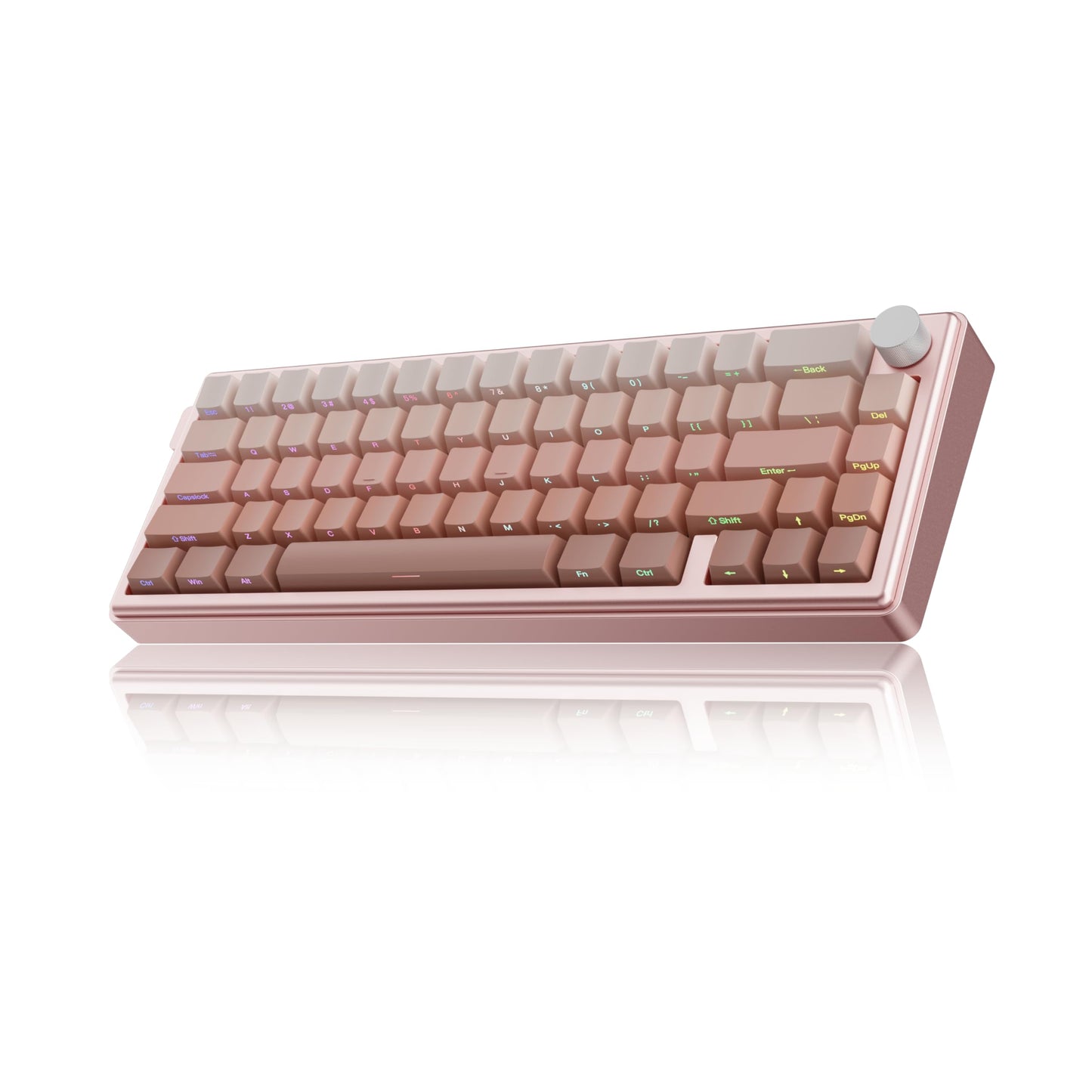 Kutethy KY65 Wireless Mechanical Keyboard 65% Layout Gasket Pre-Lubed Hot-Swappable Clicky Switch Aluminum Shell with Knob 2.4GHz/Type-C/BT5.0 Side Printed PBT Keycap NKRO RGB Backlit Keyboard