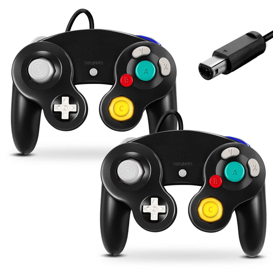FIOTOK Gamecube Controller  Classic Wired Controller for Wii Nintendo Gamecube (Black-2Pack)