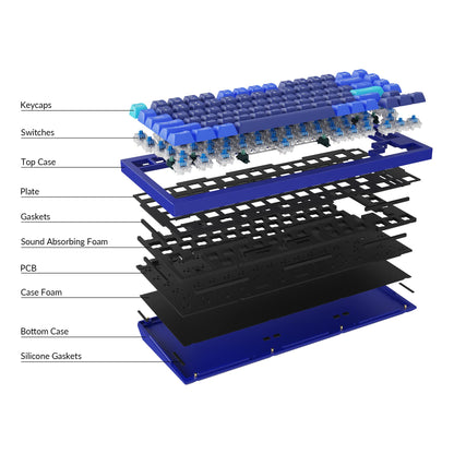 Keychron Q1 Mechanical Keyboard, 75% Layout, RGB, Gateron G Pro Red Switch, Blue, QMK/VIA Programmable, Hot-swappable