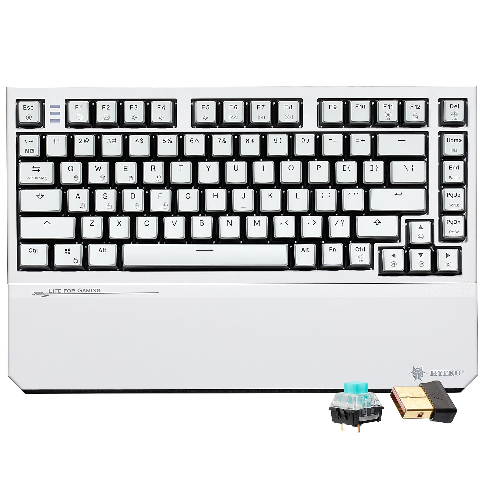 Hexgears X2 TKL Wireless Mechanical Gaming Keyboard with Magnetic Wrist Rest  Dual-Mode 2.4GHz/USB-C Ergonomic Keyboard  Pre-lubed Clicky Switches  White LED Backlit Computer Gaming Keyboards