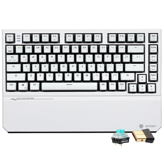 Hexgears X2 TKL Wireless Mechanical Gaming Keyboard with Magnetic Wrist Rest  Dual-Mode 2.4GHz/USB-C Ergonomic Keyboard  Pre-lubed Clicky Switches  White LED Backlit Computer Gaming Keyboards
