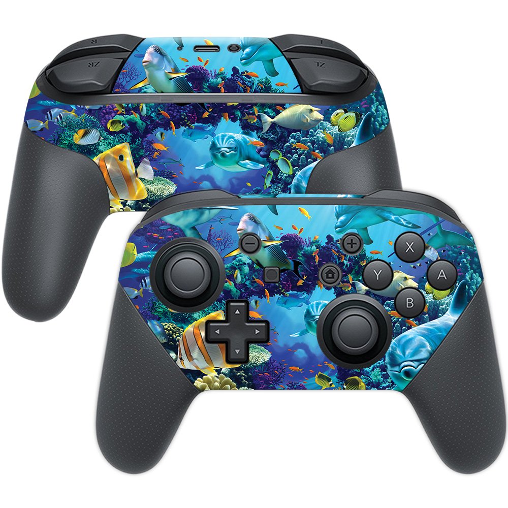 MIGHTY SKINS Nintendo Switch Pro Controller Skin - Ocean Friends, Durable Vinyl Decal, Easy Apply/Remove, Blue, Model NISWPCOI