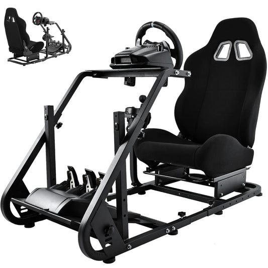 Dardoo G29 Racing Simulator Cockpit - Compatible with Logitech/Thrustmaster/Fanatec - Model NO.37 - Black Seat
