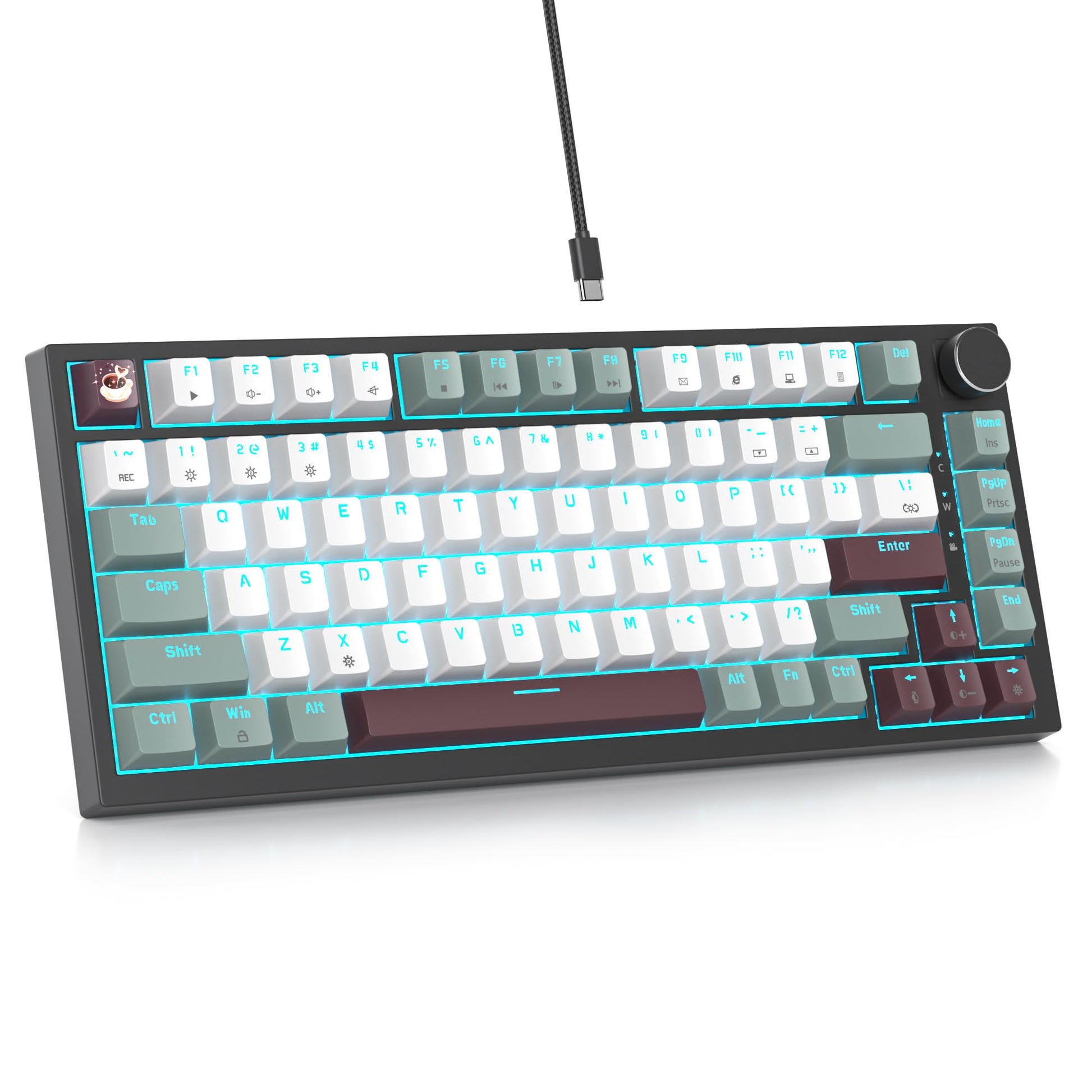 Mist 75% Wired Gaming Keyboard - Hot Swappable  Gasket Mount  Red Switch  RGB Backlit 82-Key TKL Mechanical Keyboard  NKRO for PC/Laptop Windows Gamers
