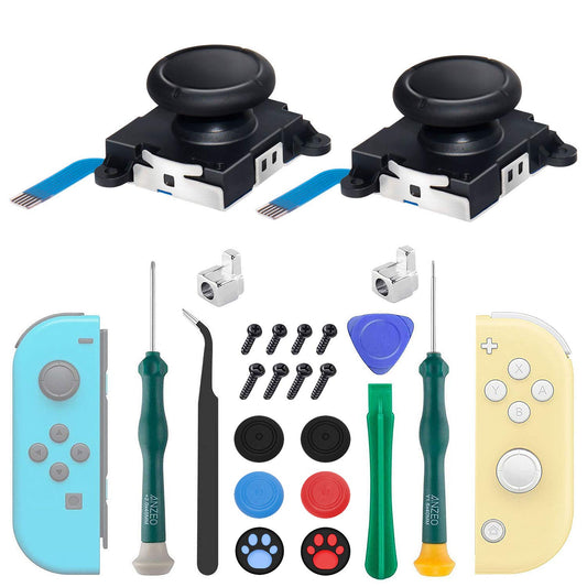 LONANDY 2 Pack Joycon Joysticks  Joycon Repair Kit Joystick Replacement Parts for Nintendo Switch  Switch Lite & Switch OLED  Include Thumb Grips  Metal Lock Buckles