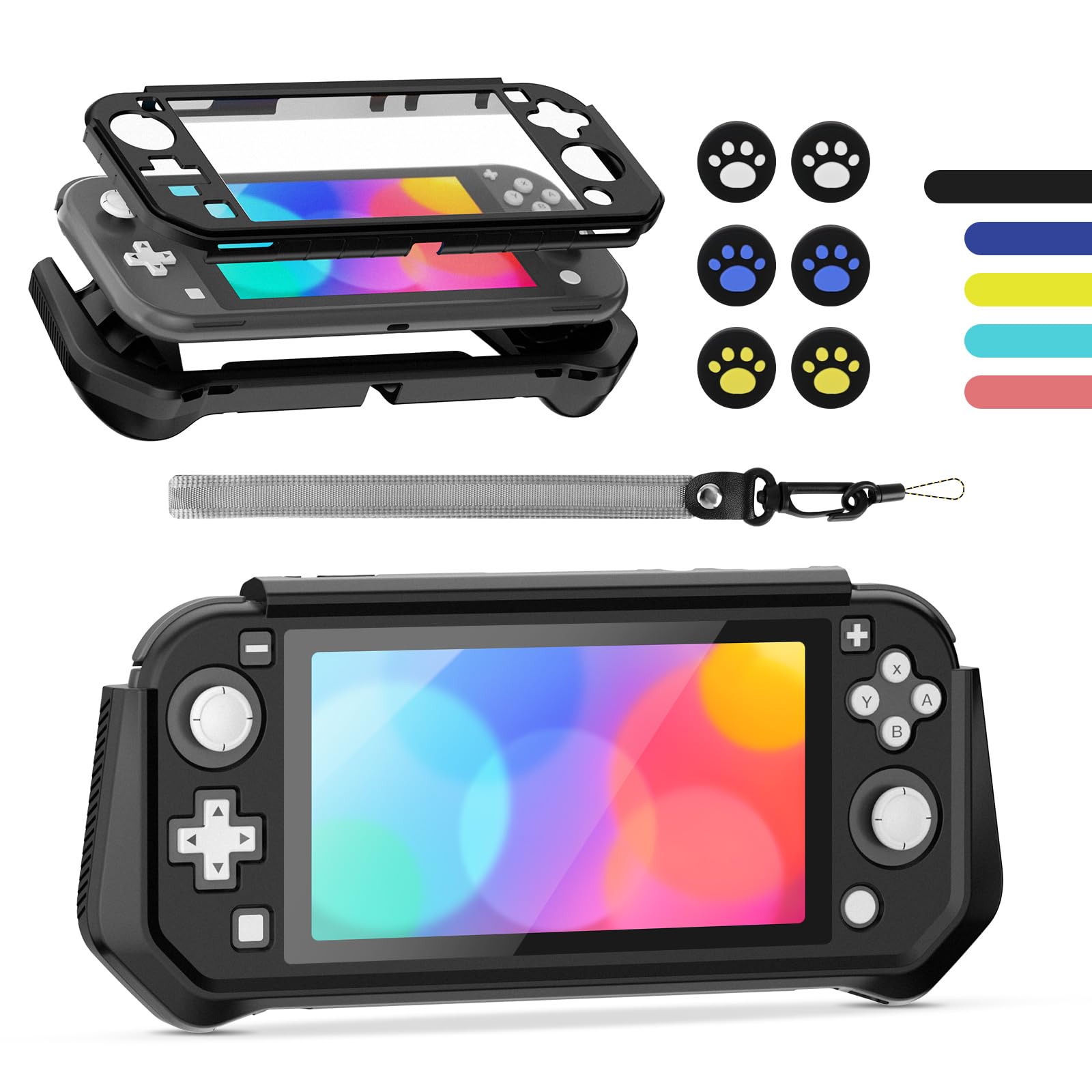 EveClap Switch Lite Protective Case - Shockproof Hard Grip - Black - Model LITE-Black-1
