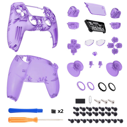 eXtremeRate PS5 Controller Shell Set - Clear Atomic Purple, Touchpad Cover, Model KQXPFM002