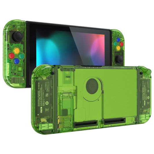 eXtremeRate DIY Replacement Shell Buttons for Nintendo Switch  Custom Back Plate for Switch Console  Housing Case with Colorful Buttons for Joycon Handheld Controller - Crystal Clear Green