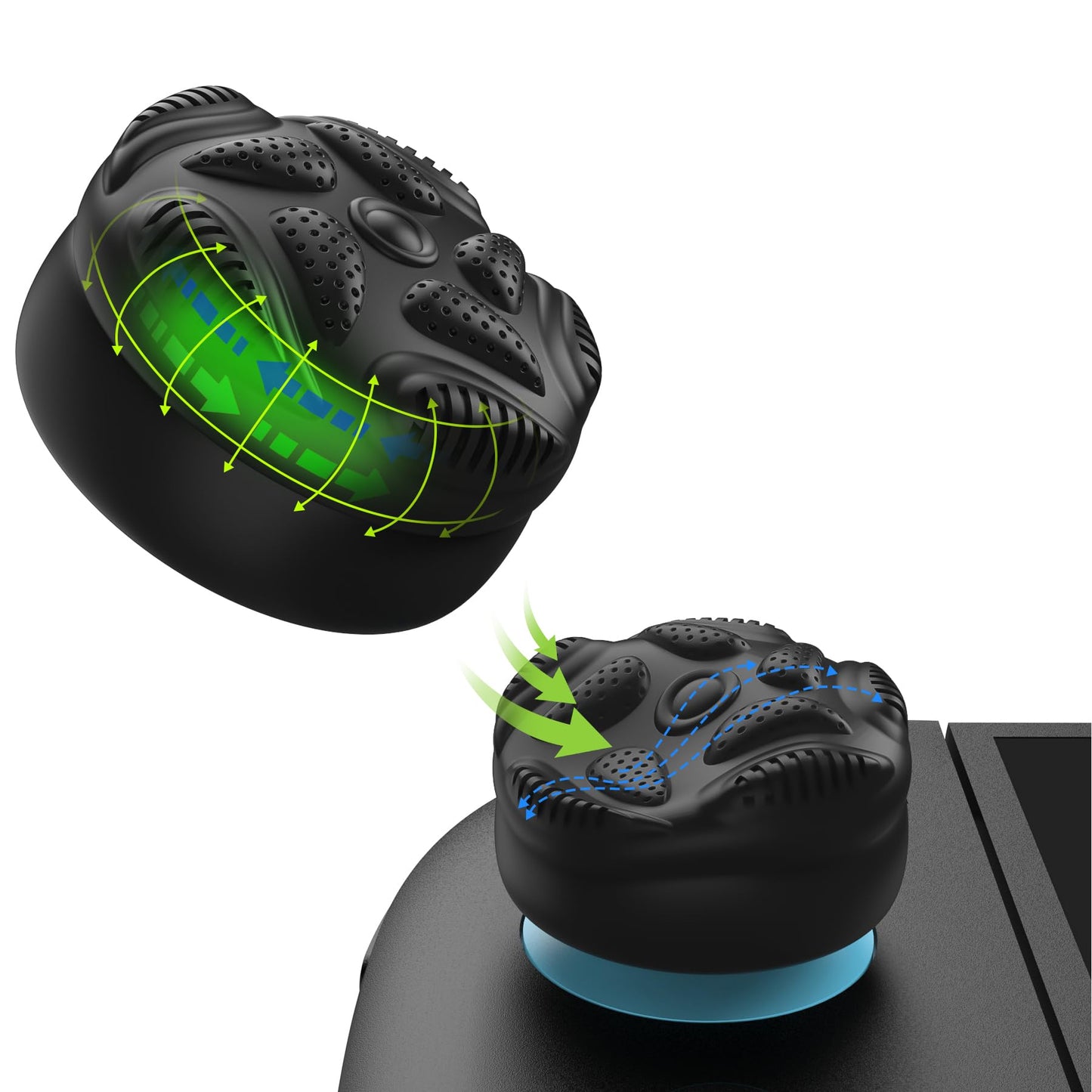 PlayVital for Switch 2 Thumbs Cushion Caps Thumb Grips (4-Pack) | Silicone Joystick Grip Cover for Nintendo Switch 2 Joycon  Anti-Slip Raindrop Texture Design - Black