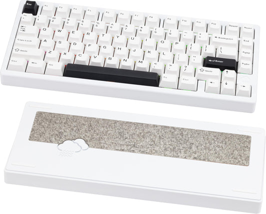 KEEBMONKEY Mechanical Keyboard Pro Luna, Triple-Mode Connectivity, RGB, Silver, Cocoa Switches, Superior Acoustics, 7000mAh